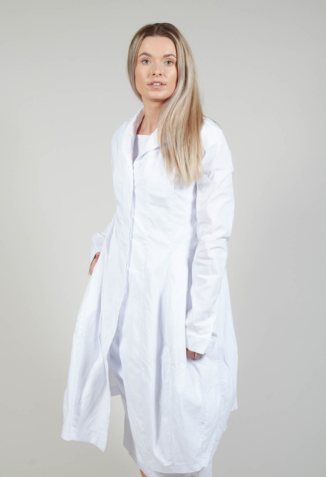 Lightweight Coat with Tulip Hem in White