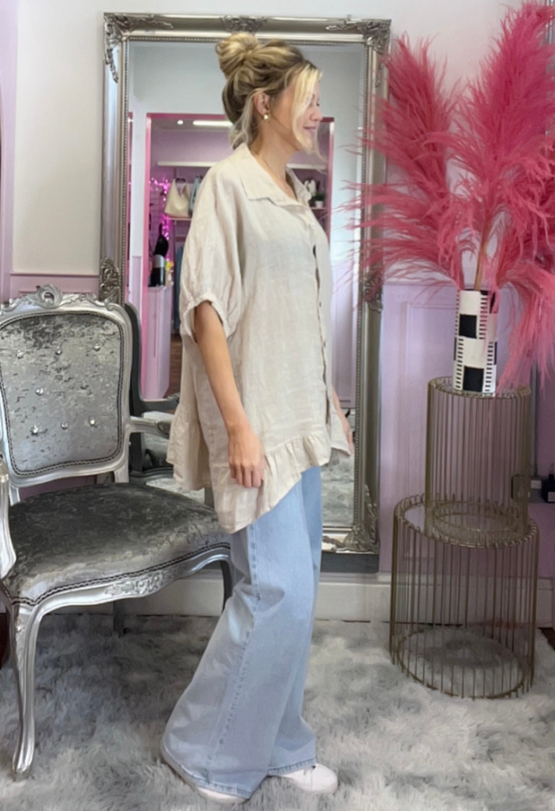 Linen Ruffle Shirt