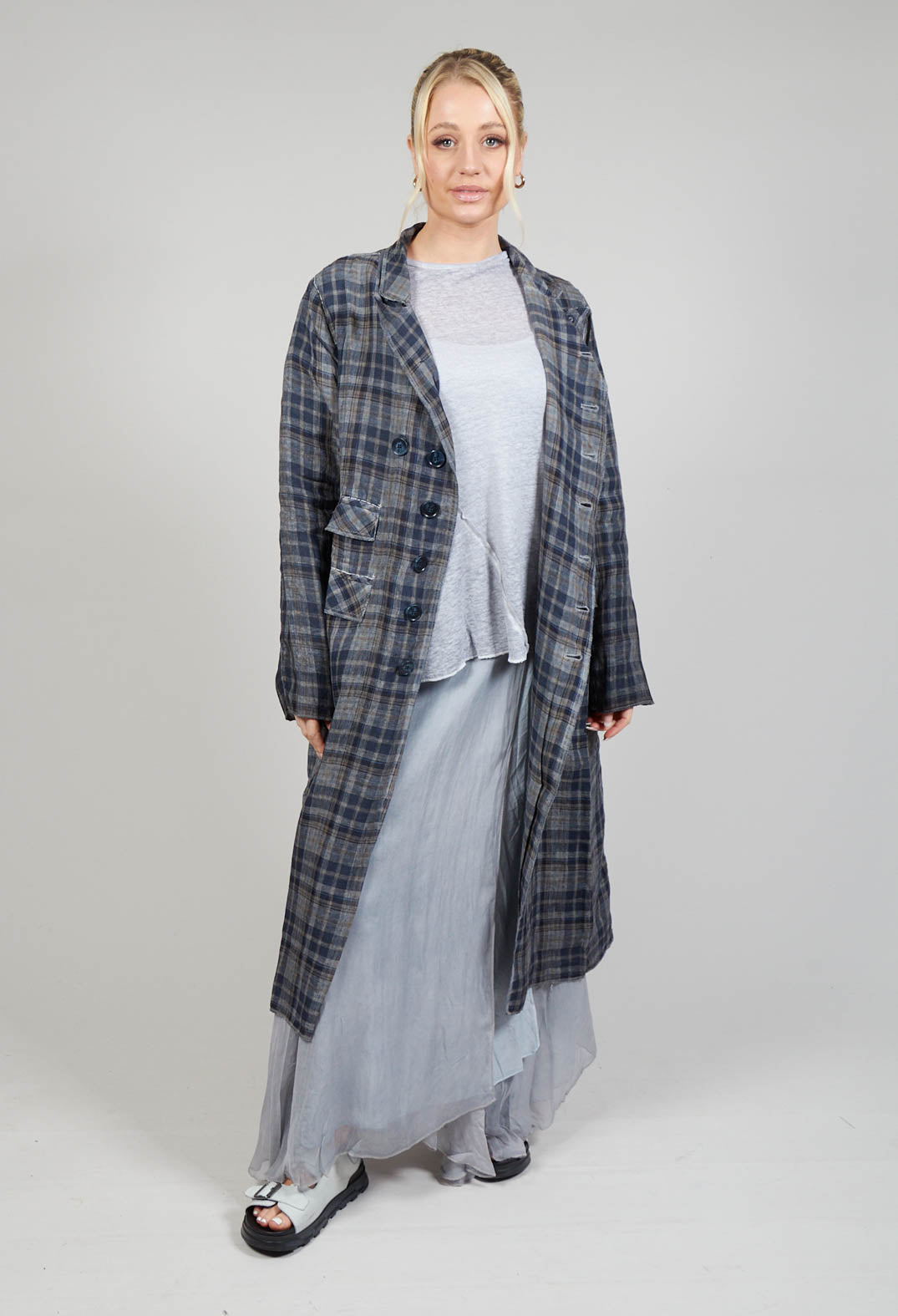 Long Length Coat in Original Grey Tartan