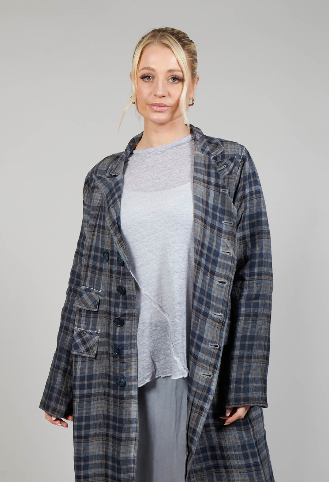 Long Length Coat in Original Grey Tartan