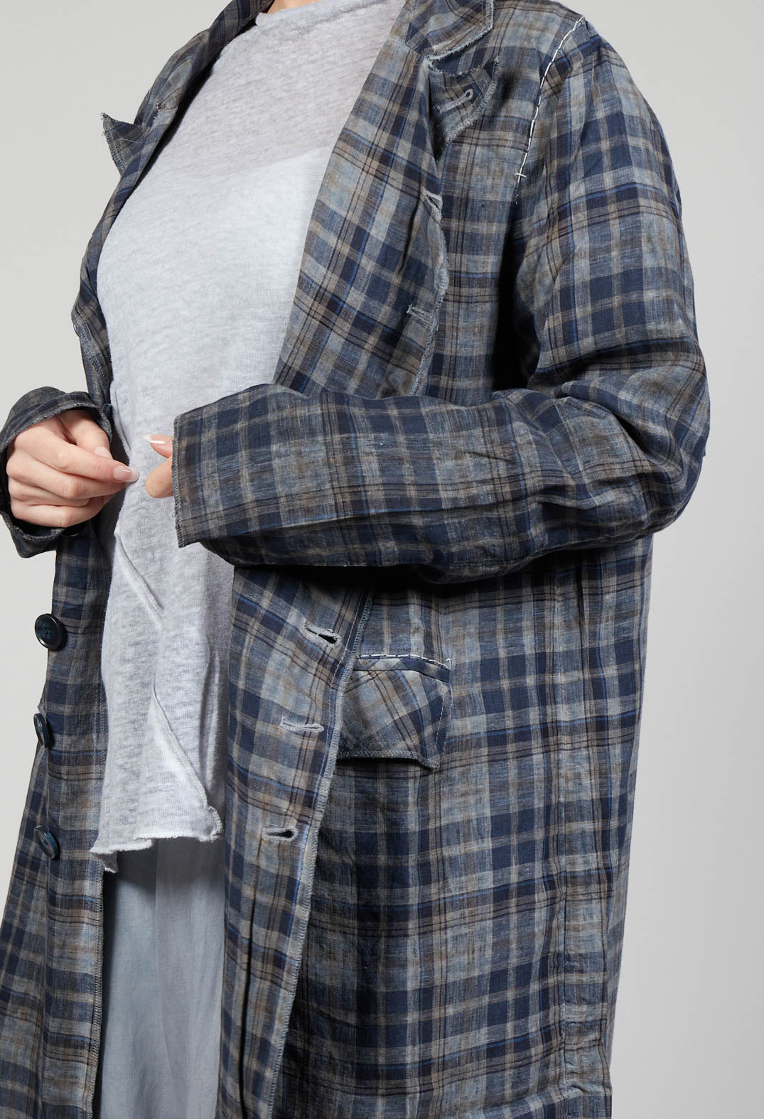 Long Length Coat in Original Grey Tartan