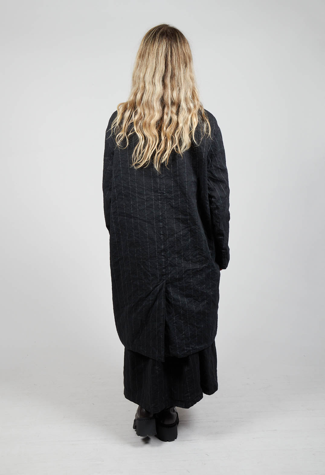 Marta Coat in Black Stripe