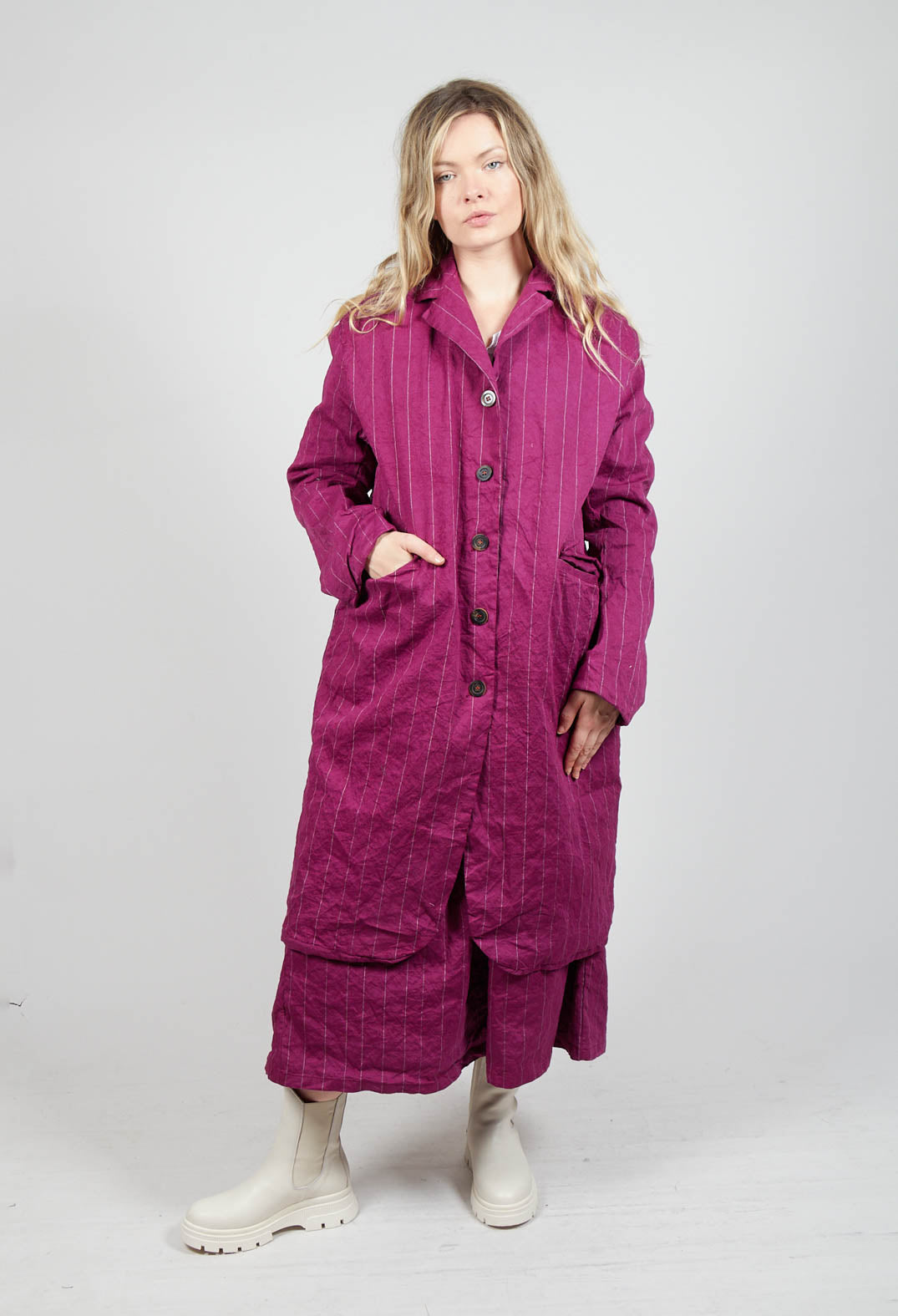 Marta Coat in Mulberry Stripe