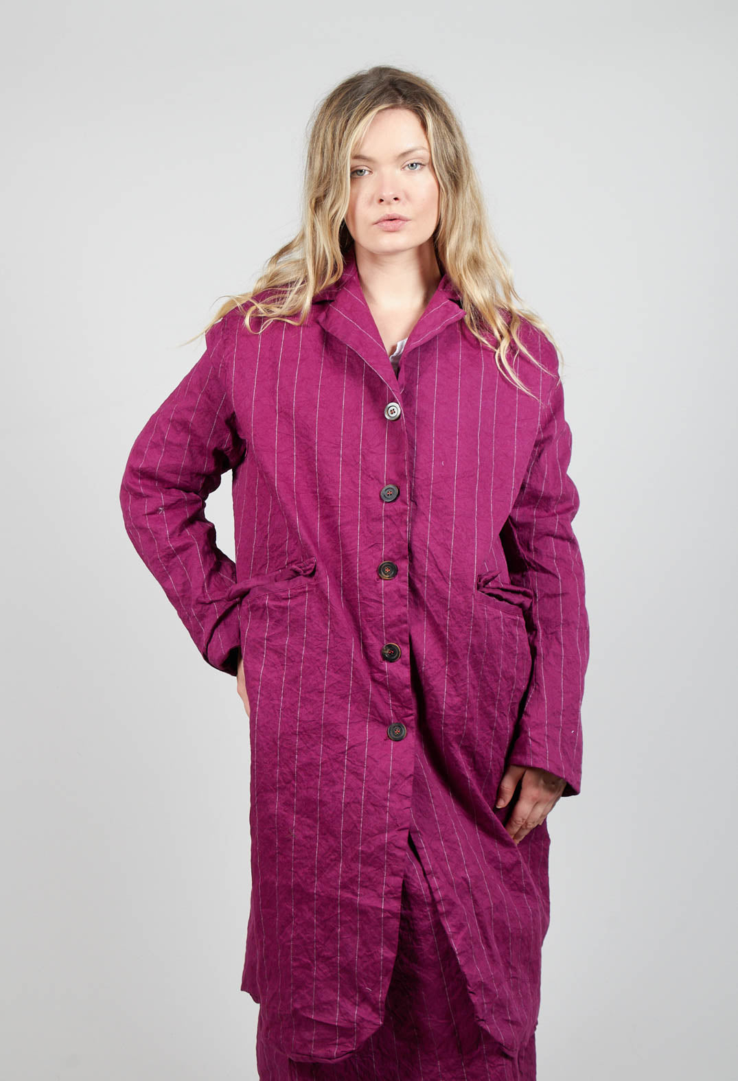 Marta Coat in Mulberry Stripe