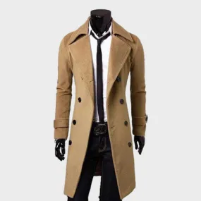 Men's Brown Wool Blend Trench Coat