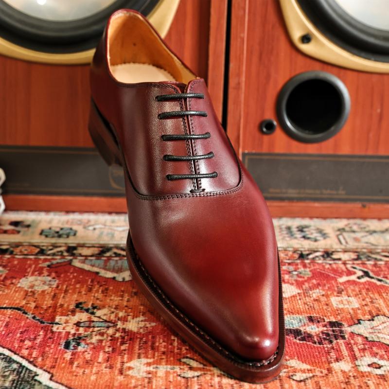 Men's Handmade Welted Calf Skin Leather Pointed Casual Business Oxford Shoes