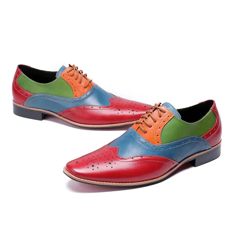 Men's Solid Genuine Leather Business Wedding Lace-up Oxford Shoes