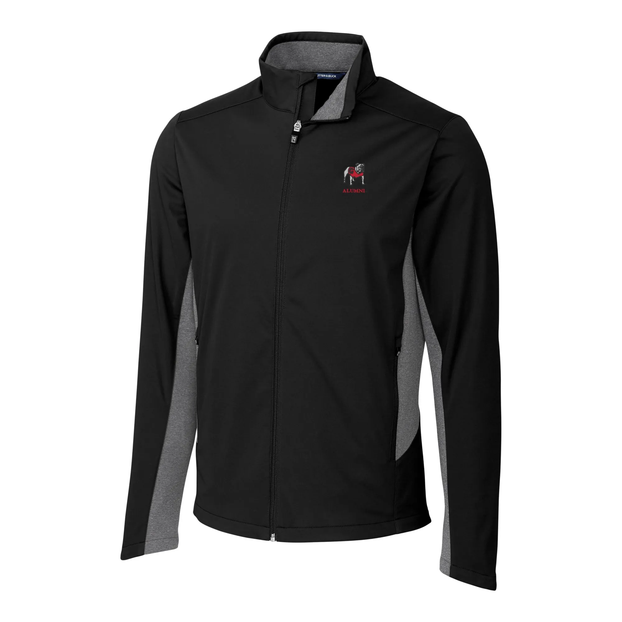 Men's Cutter & Buck Black Georgia Bulldogs Alumni Logo Navigate Softshell Full-Zip Jacket