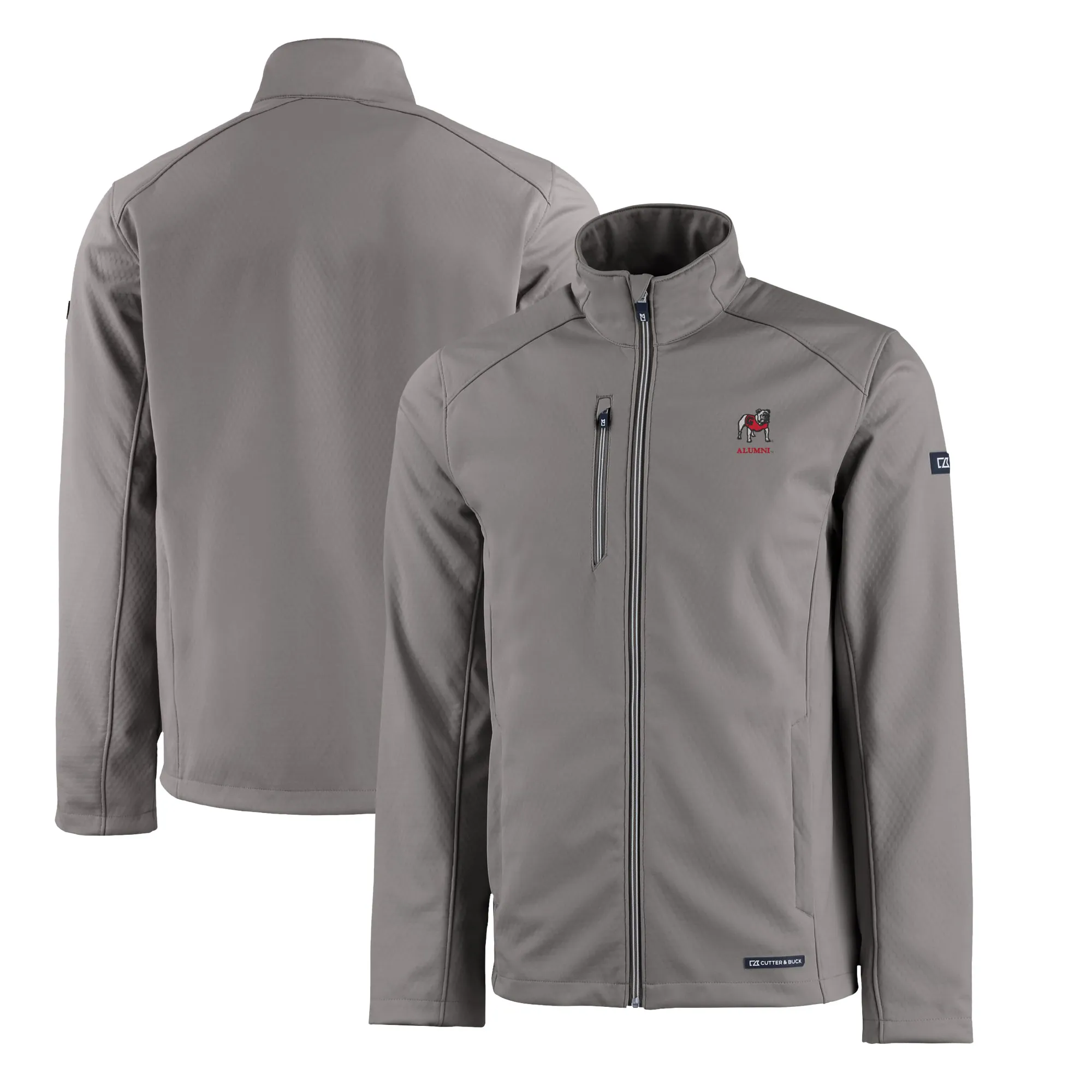 Men's Cutter & Buck Gray Georgia Bulldogs Alumni Logo Evoke Eco Softshell Recycled Full-Zip Jacket