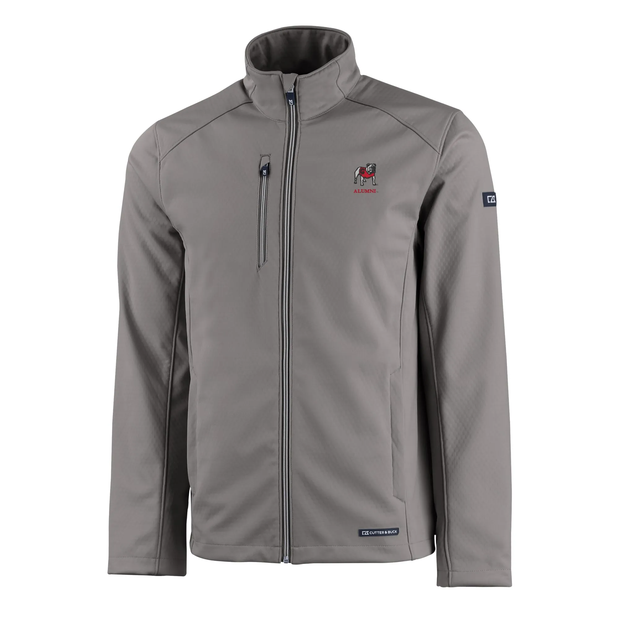 Men's Cutter & Buck Gray Georgia Bulldogs Alumni Logo Evoke Eco Softshell Recycled Full-Zip Jacket