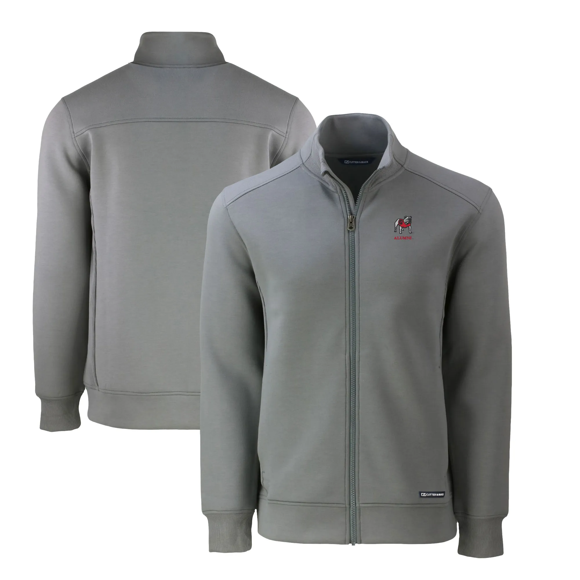 Men's Cutter & Buck Gray Georgia Bulldogs Alumni Logo Roam Eco Recycled Full-Zip Jacket