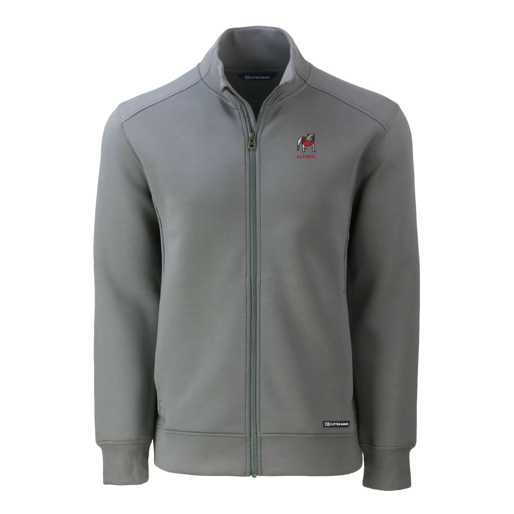 Men's Cutter & Buck Gray Georgia Bulldogs Alumni Logo Roam Eco Recycled Full-Zip Jacket