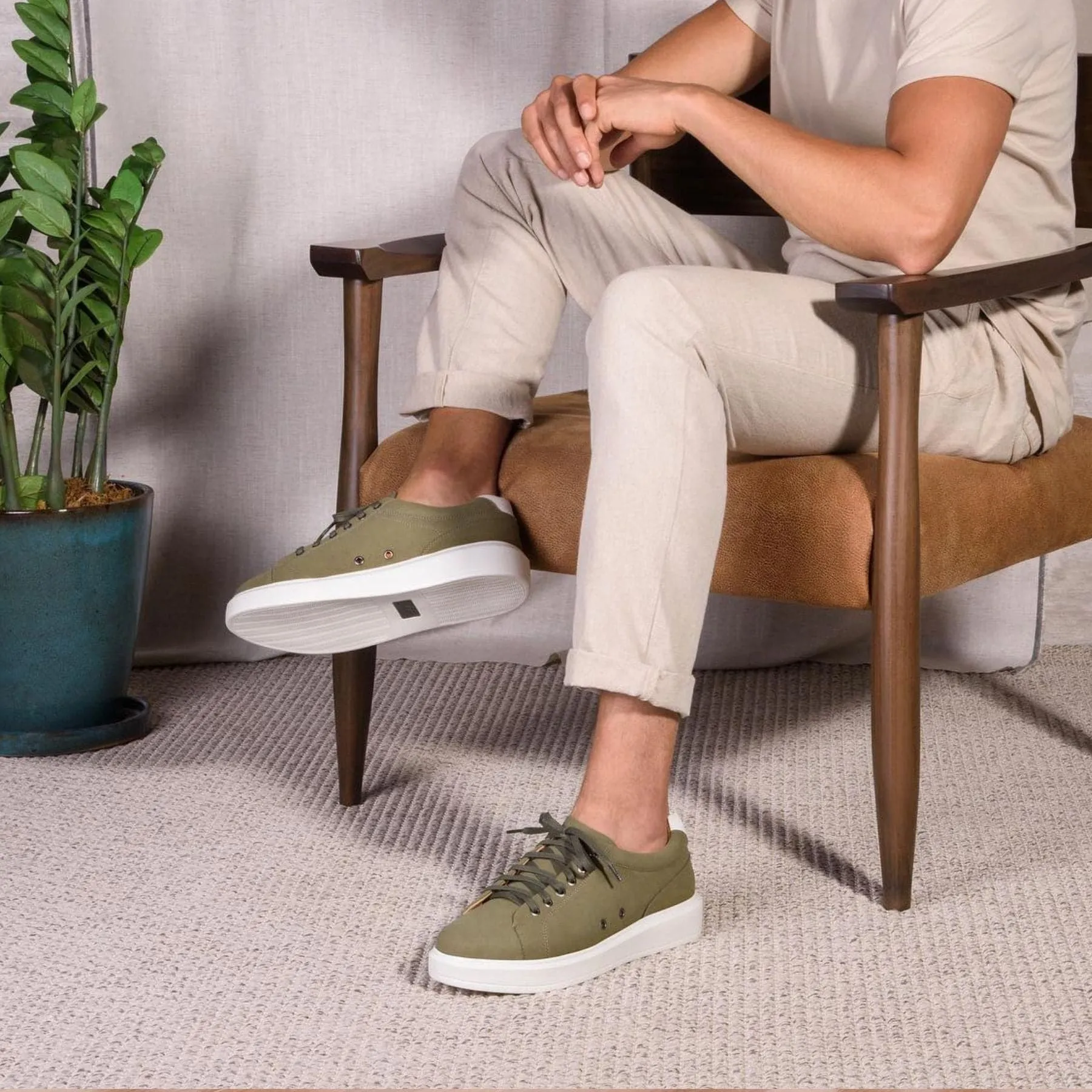 'Milano' men's vegan sneaker by Vincente Verde - dark olive