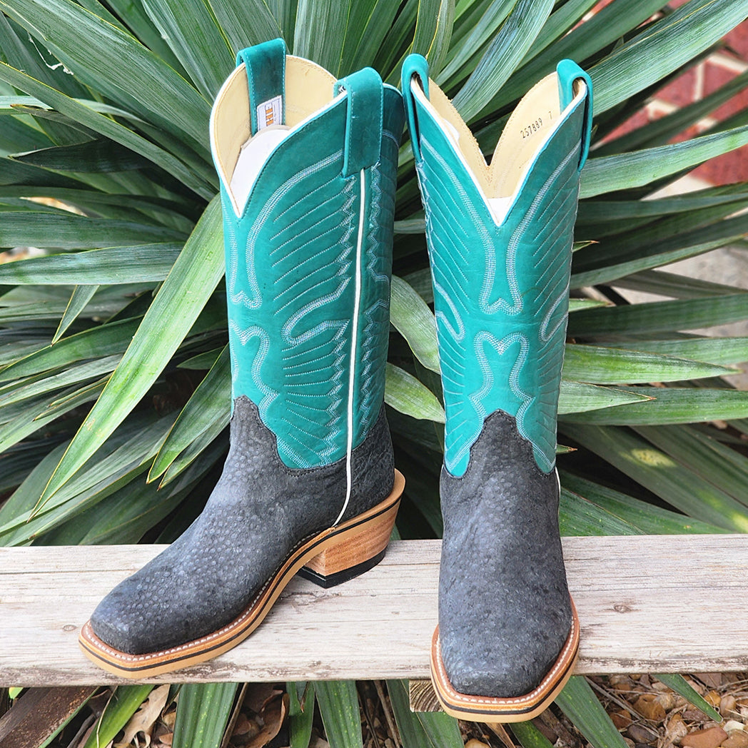 Olathe Women's Turquoise & Dark Grey Carpincho Boots