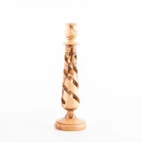 Olive Wood Candle Holder with Hollow Twist, 10 Tall