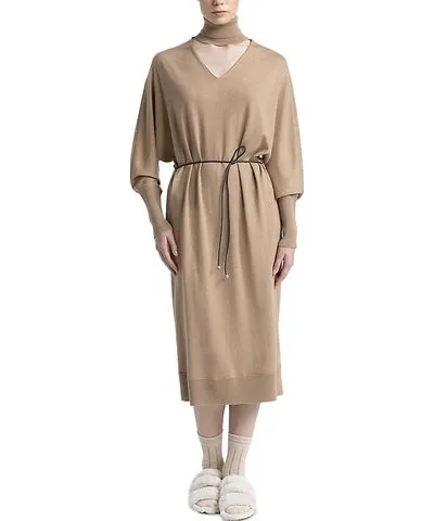 Peserico Belted Midi Sweater Dress