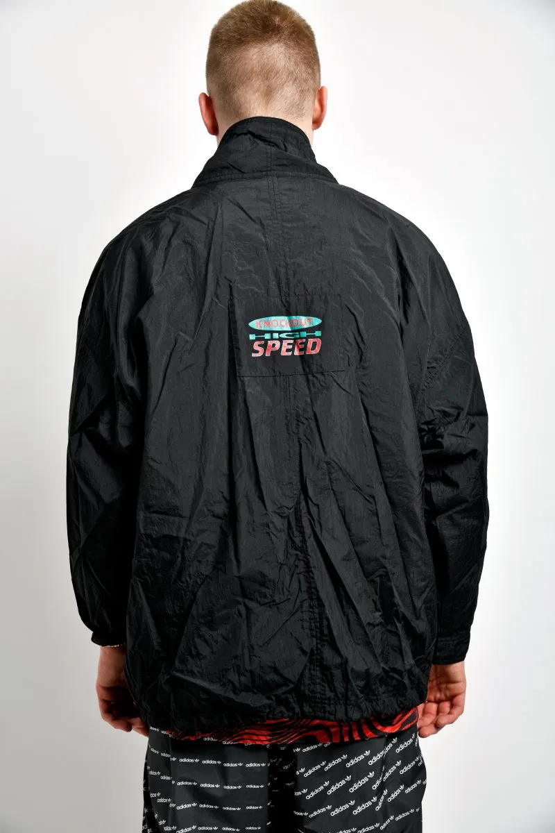 Retro windbreaker solid black