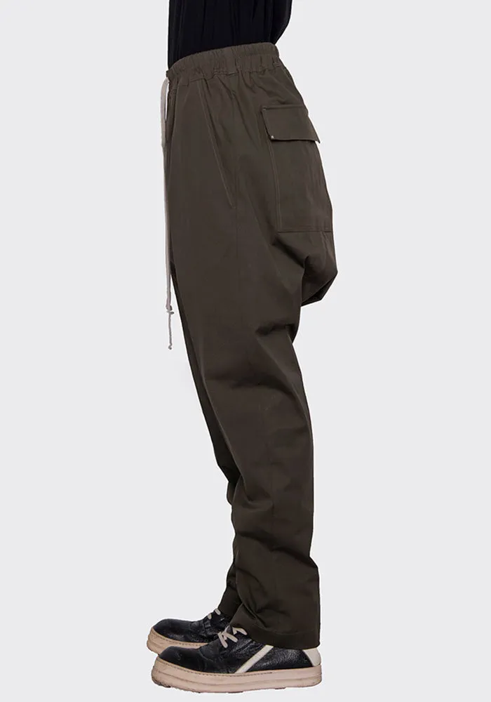 RICK OWENS RU02B2380 TE DRAWSTRING LONG PANTS GREEN