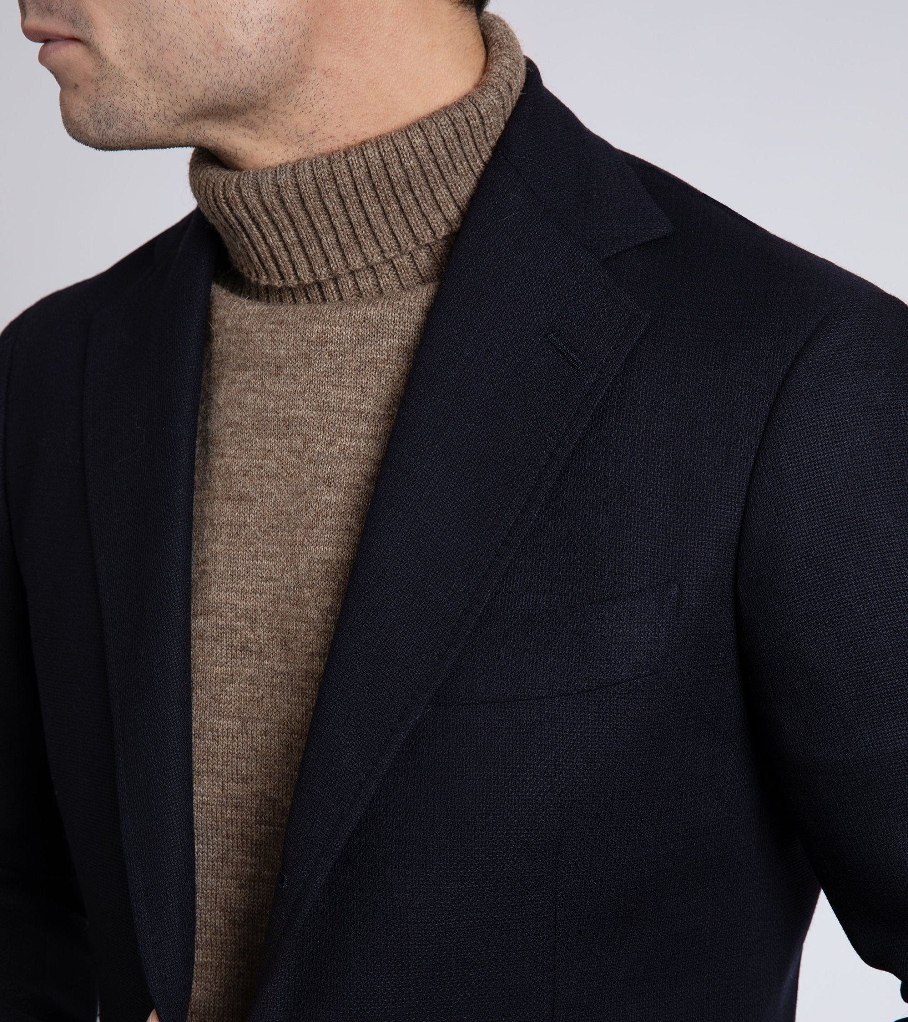 Ring Jacket Wool Mesh Balloon Jacket: Navy