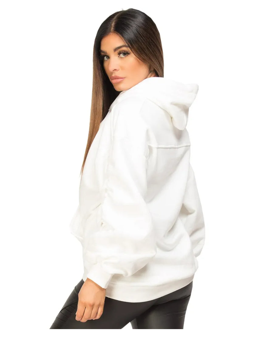 Ruched Fleece Hoodie