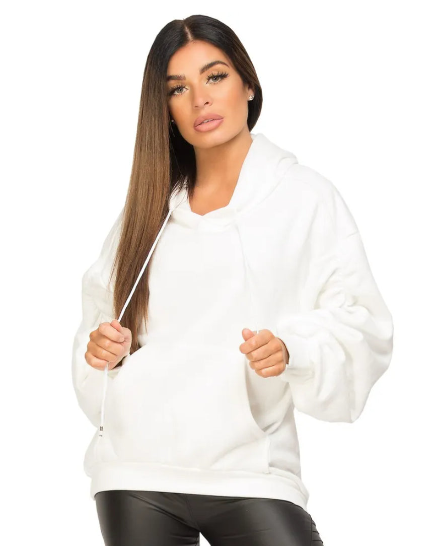 Ruched Fleece Hoodie