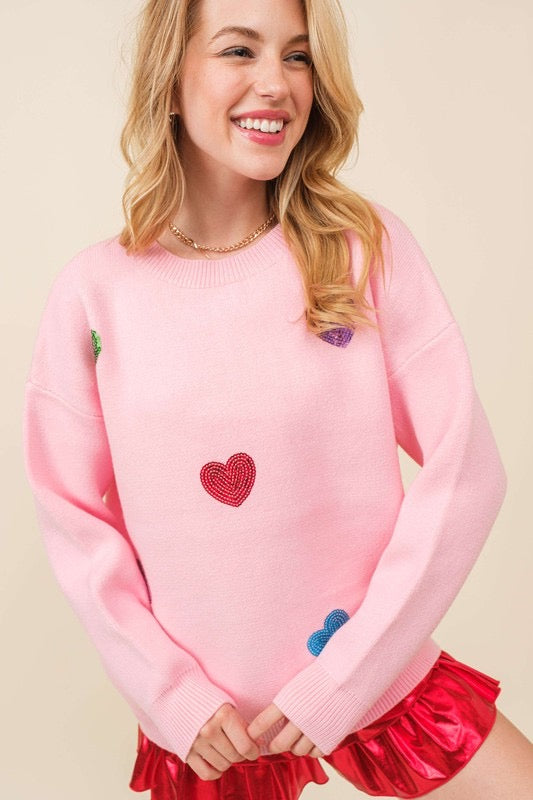 Sequin Hearts Sweater