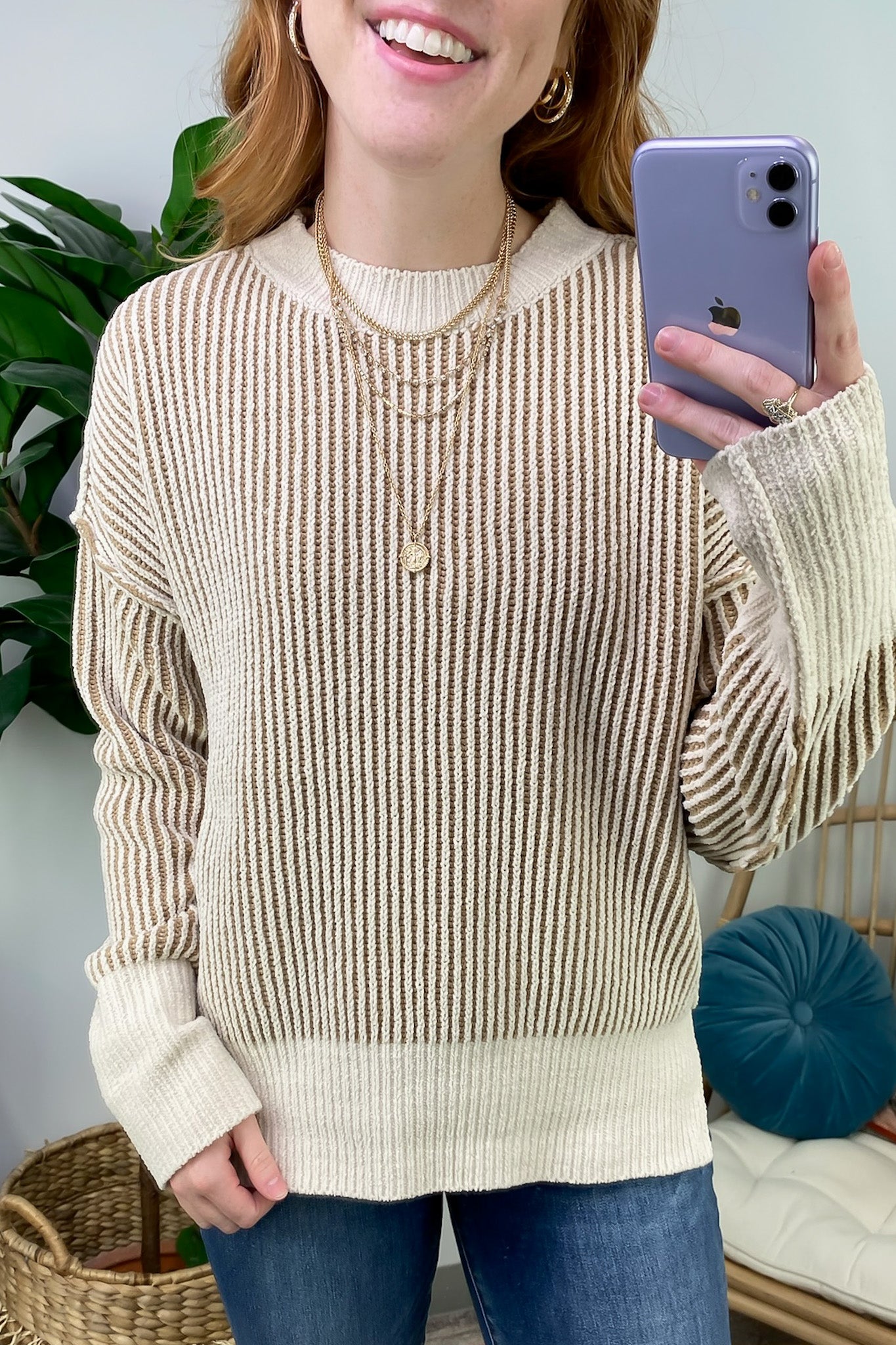 Shey Two Tone Knit Sweater - FINAL SALE