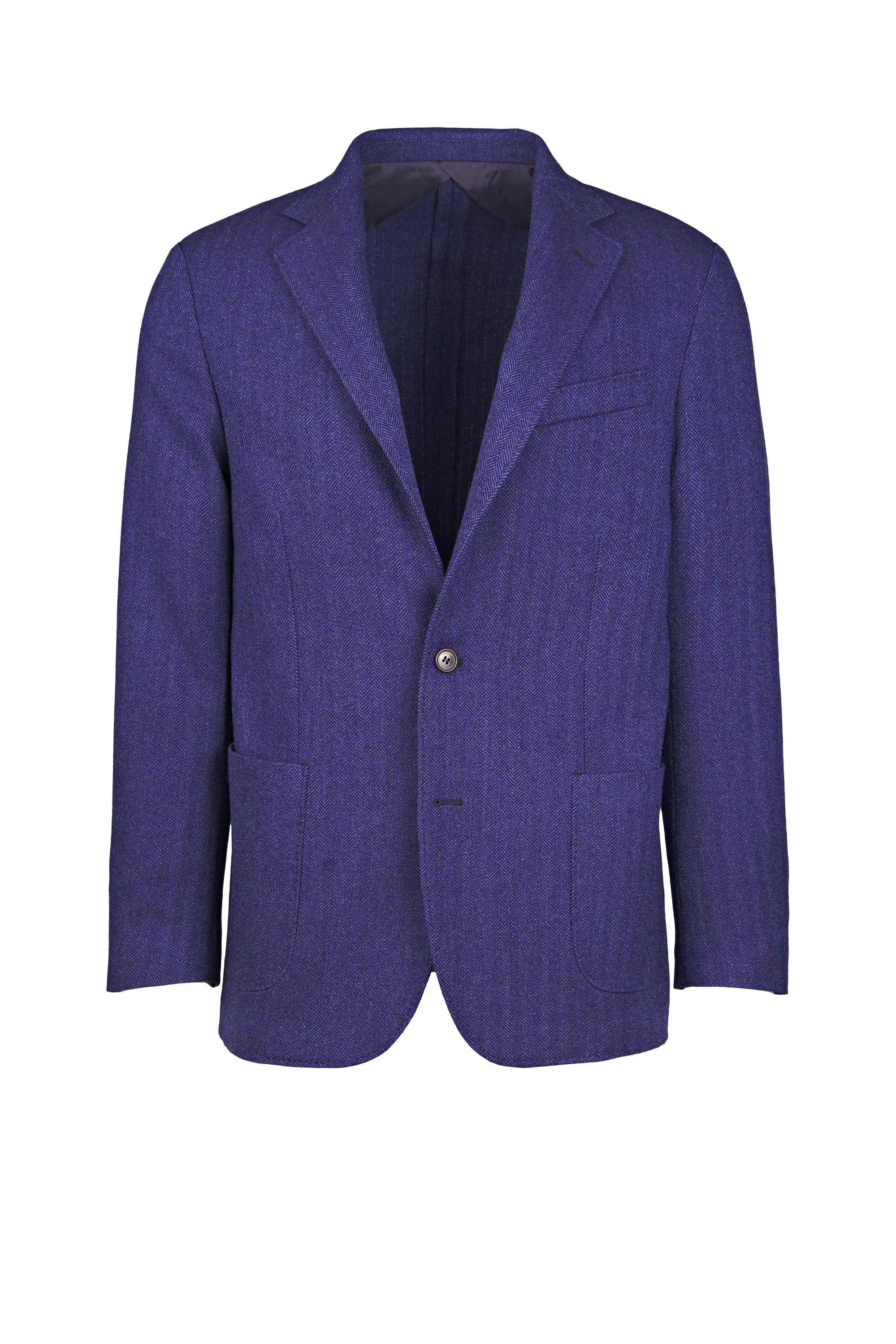 Singlebreasted Unlined Herringbone Wool Jacket