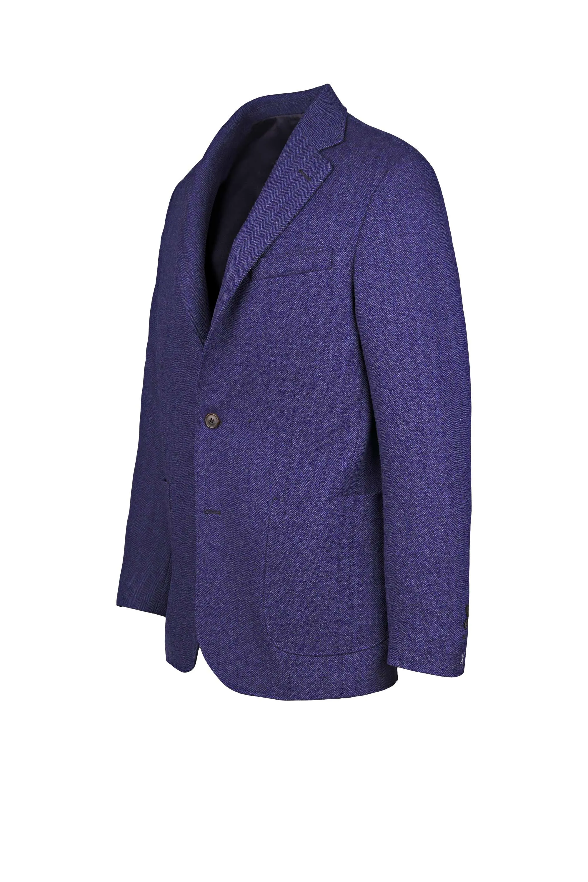 Singlebreasted Unlined Herringbone Wool Jacket