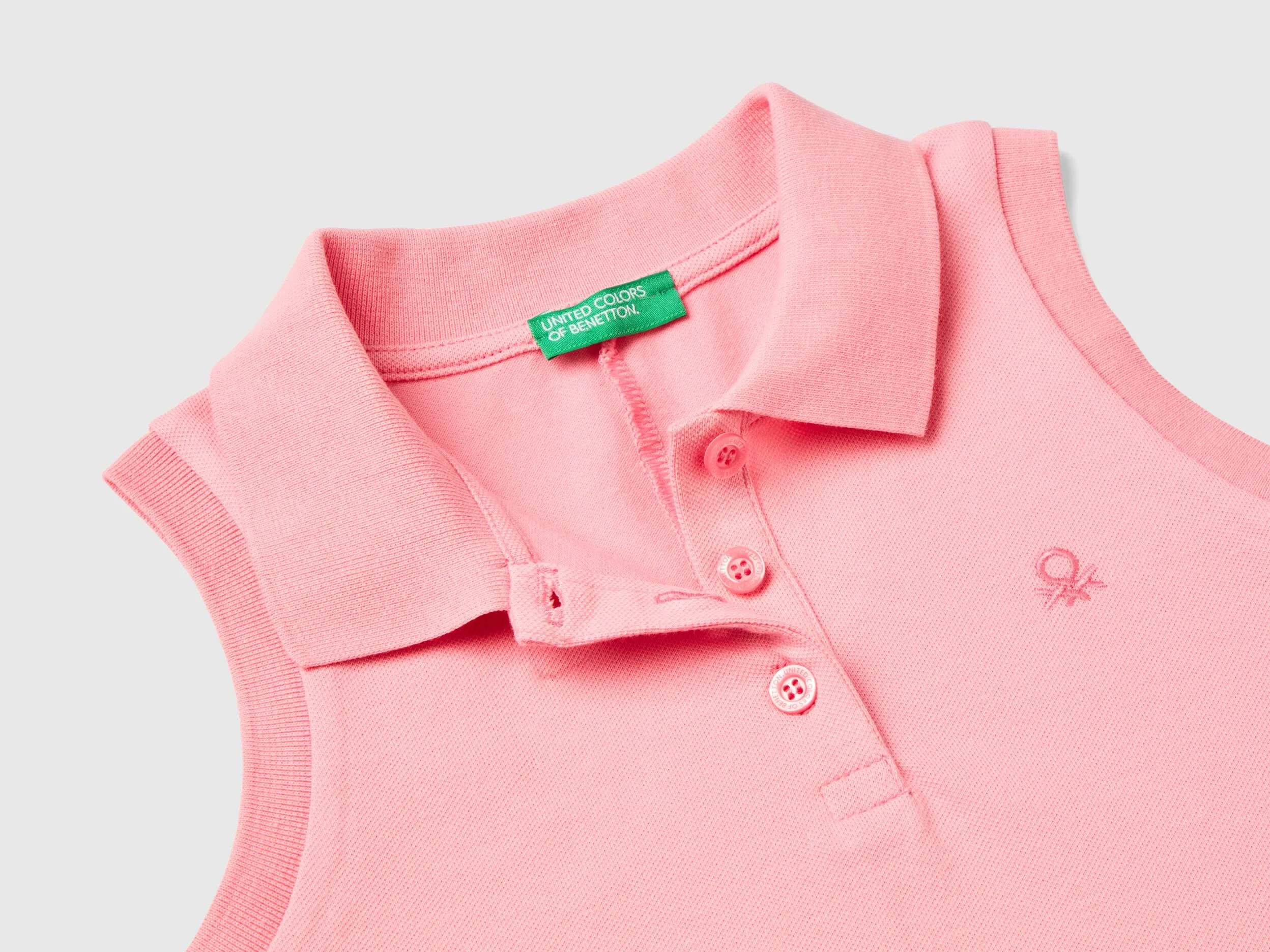 Sleeveless polo-style dress - Pink | Benetton