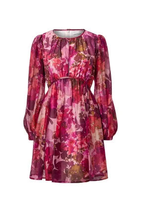 Sofia Irina Print Mini Balloon Sleeve Dress - Pink Print