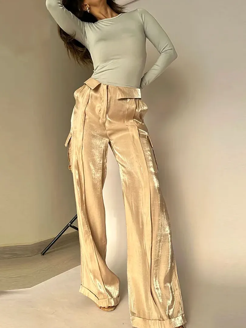 Spring Summer 2024 Satin Pants Fashion Lady New Party Pants  Elegant Trousers