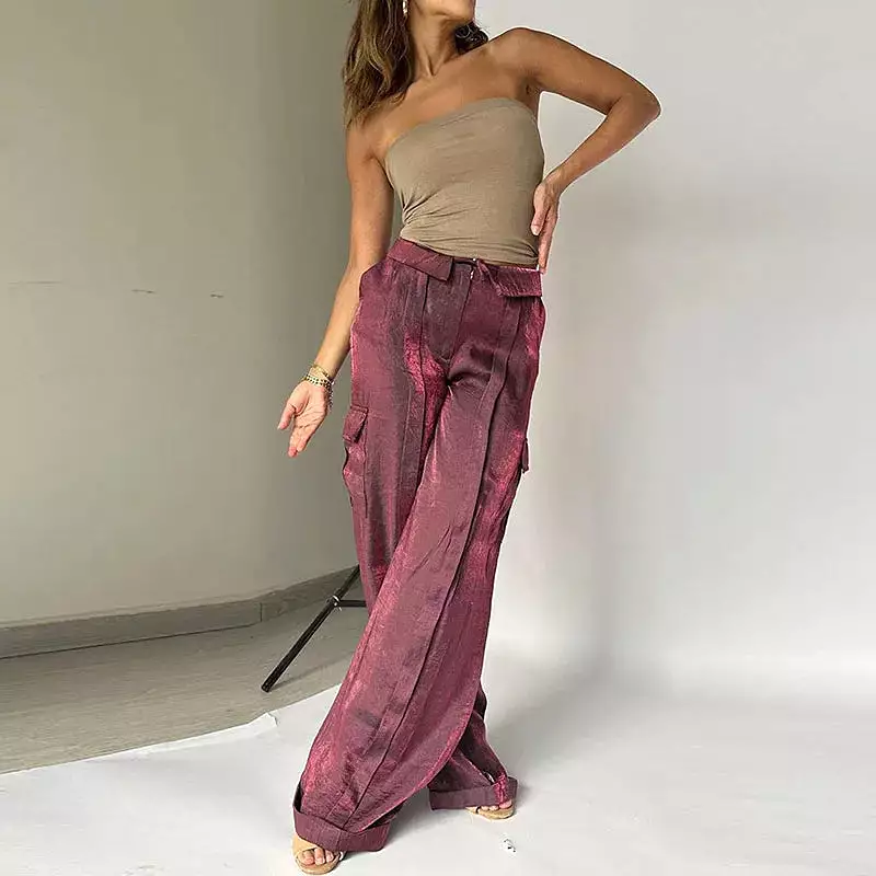 Spring Summer 2024 Satin Pants Fashion Lady New Party Pants  Elegant Trousers