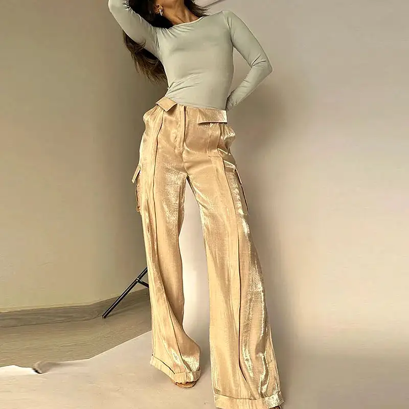 Spring Summer 2024 Satin Pants Fashion Lady New Party Pants  Elegant Trousers