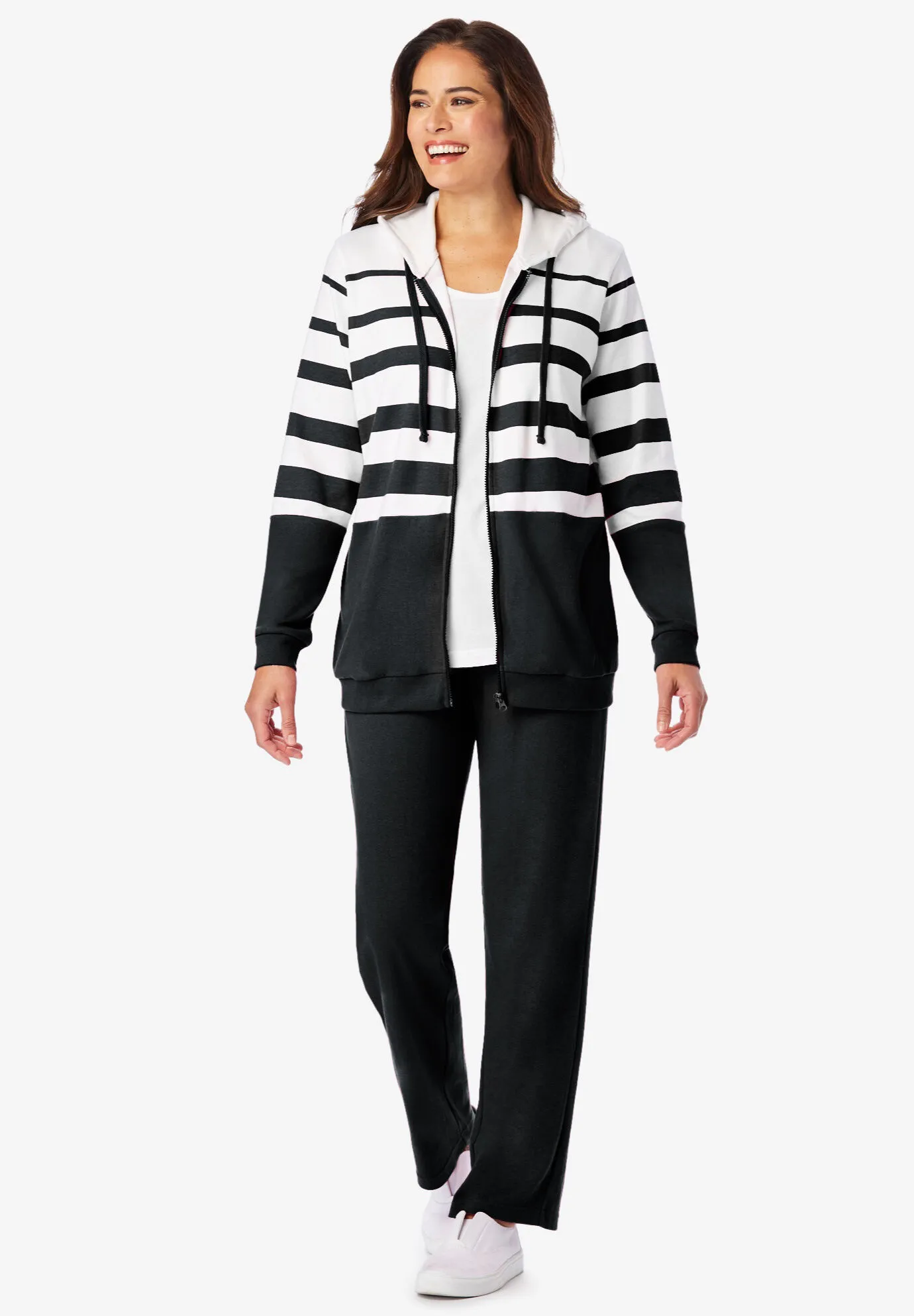 Striped Full Zip Jacket Set