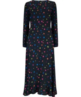 Sugarhill Brighton Women's Bliss Midi Dress Black, Rainbow Star Confetti