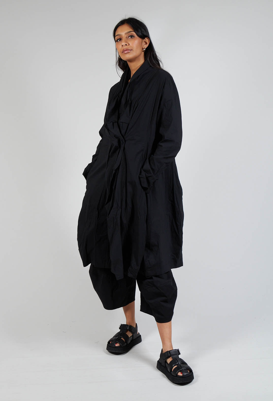 Tailored Tulip Hem Coat in Black