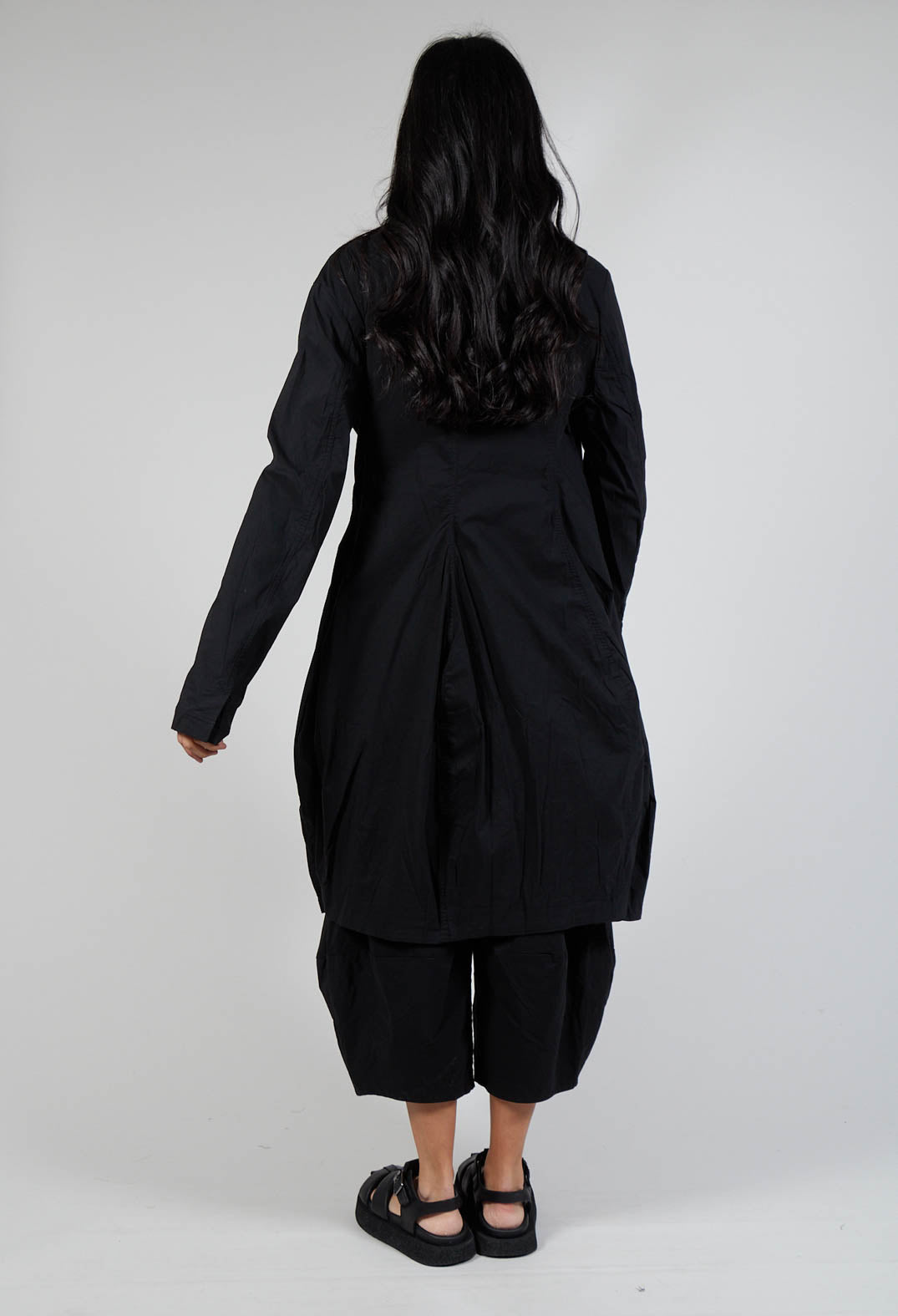 Tailored Tulip Hem Coat in Black