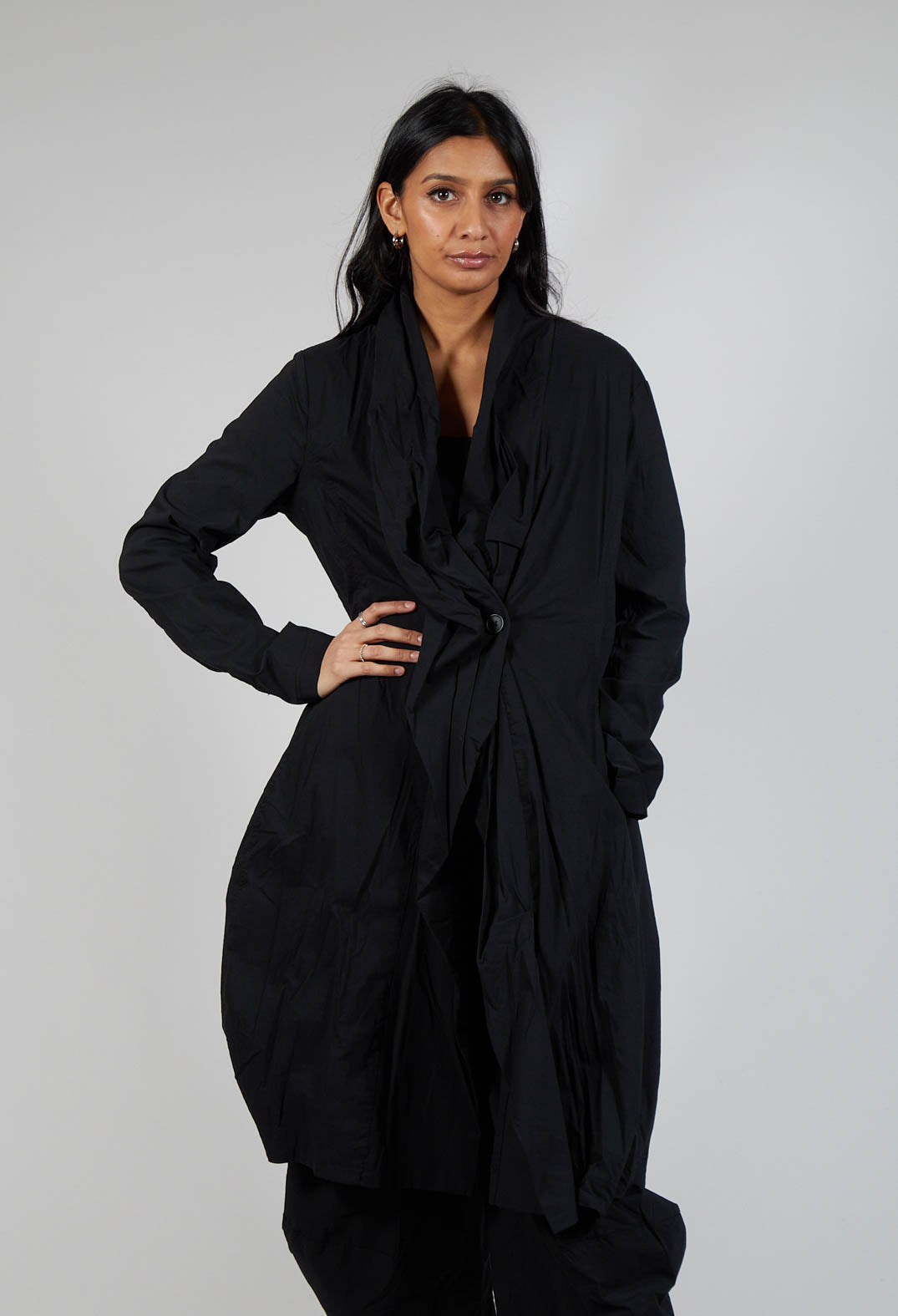 Tailored Tulip Hem Coat in Black