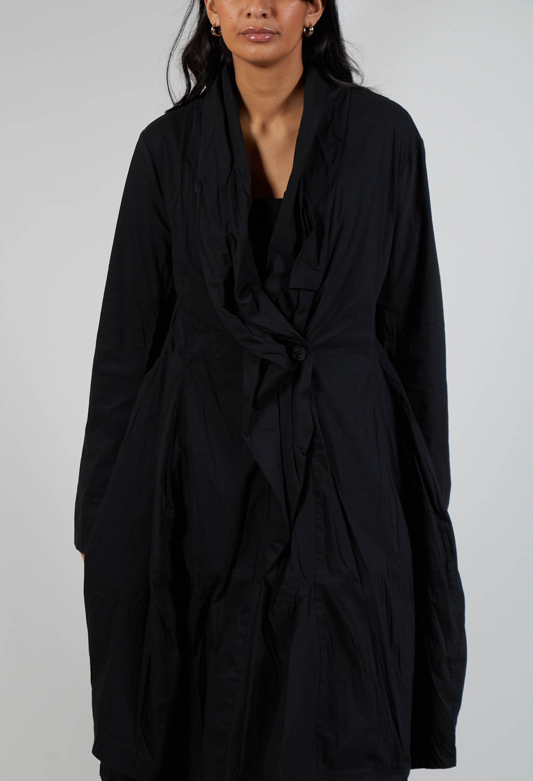 Tailored Tulip Hem Coat in Black