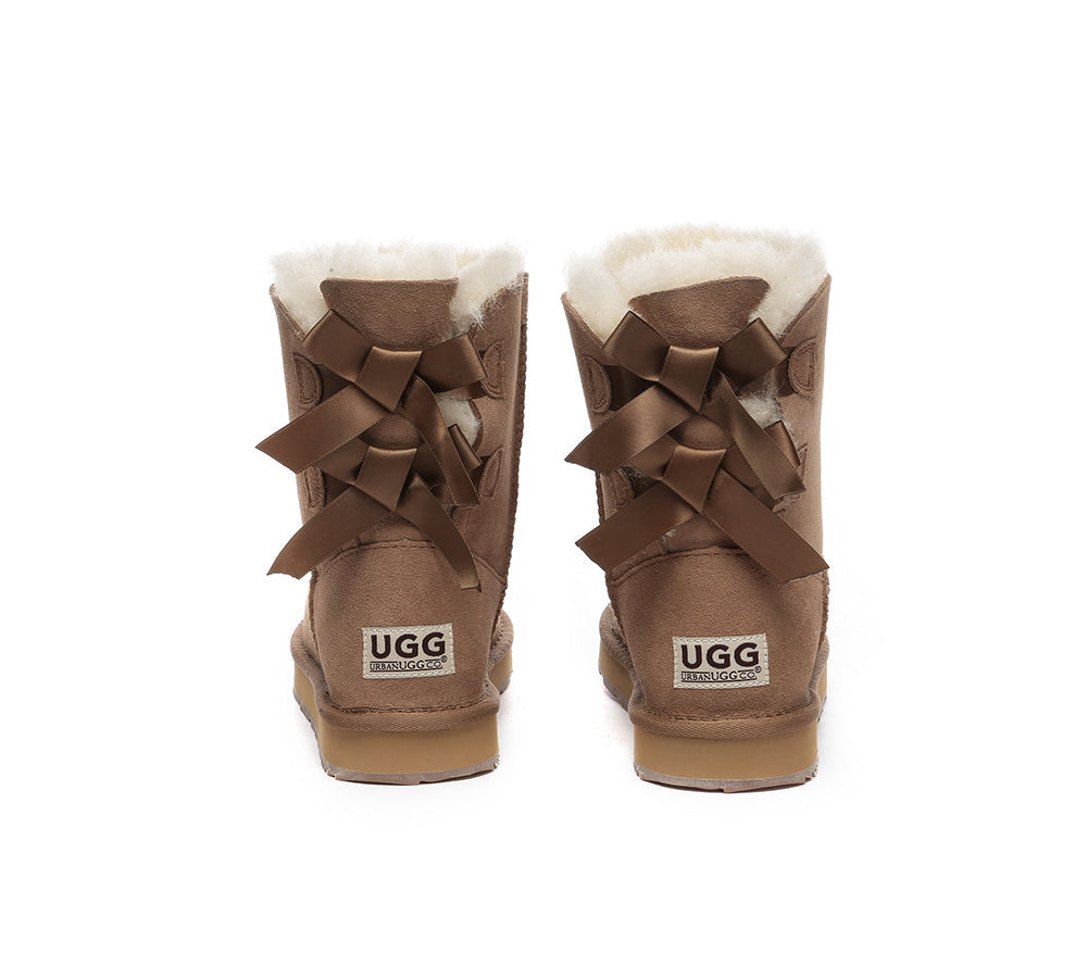 URBAN UGG Urban Ugg Boots Double Faced Sheepskin Short Back Bow