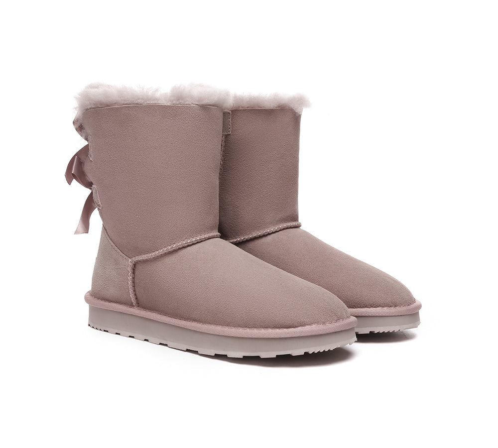 URBAN UGG Urban Ugg Boots Double Faced Sheepskin Short Back Bow