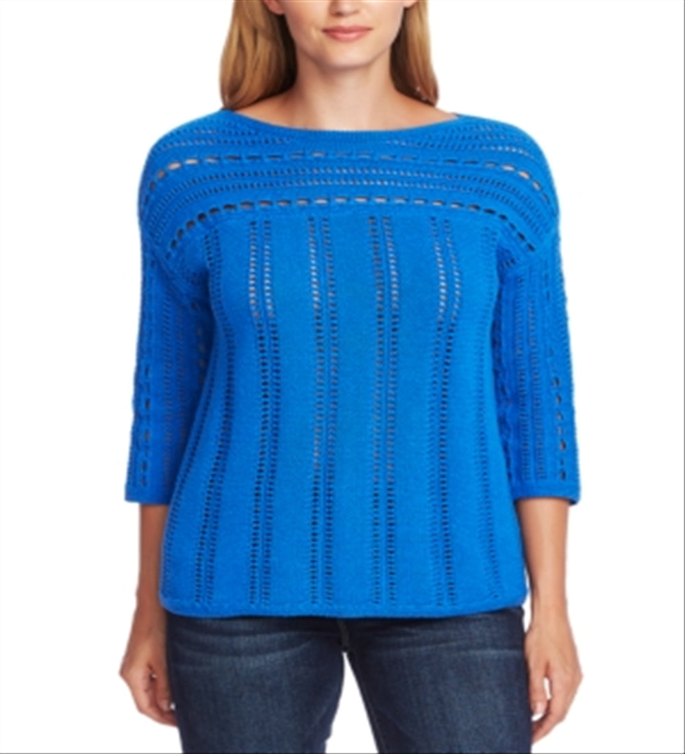 Vince Camuto Women's Open Stitched Sweater Blue Size X-Large