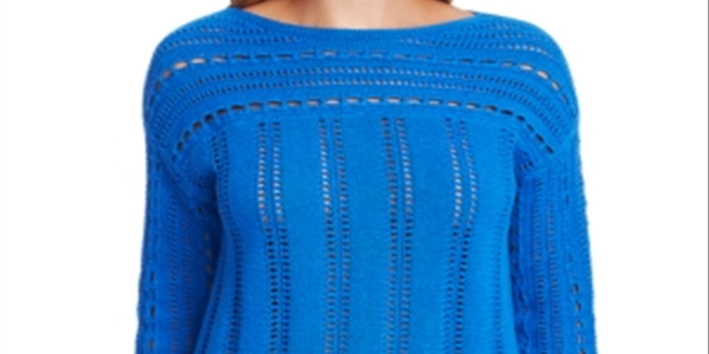 Vince Camuto Women's Open Stitched Sweater Blue Size X-Large