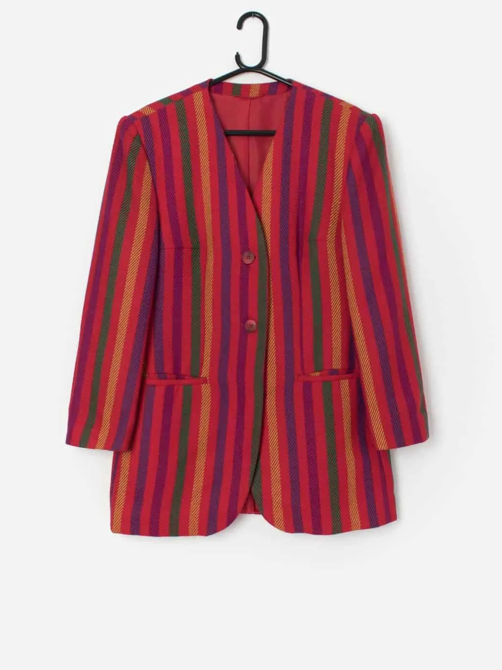 Vintage women’s muti-coloured striped wool jacket – Medium