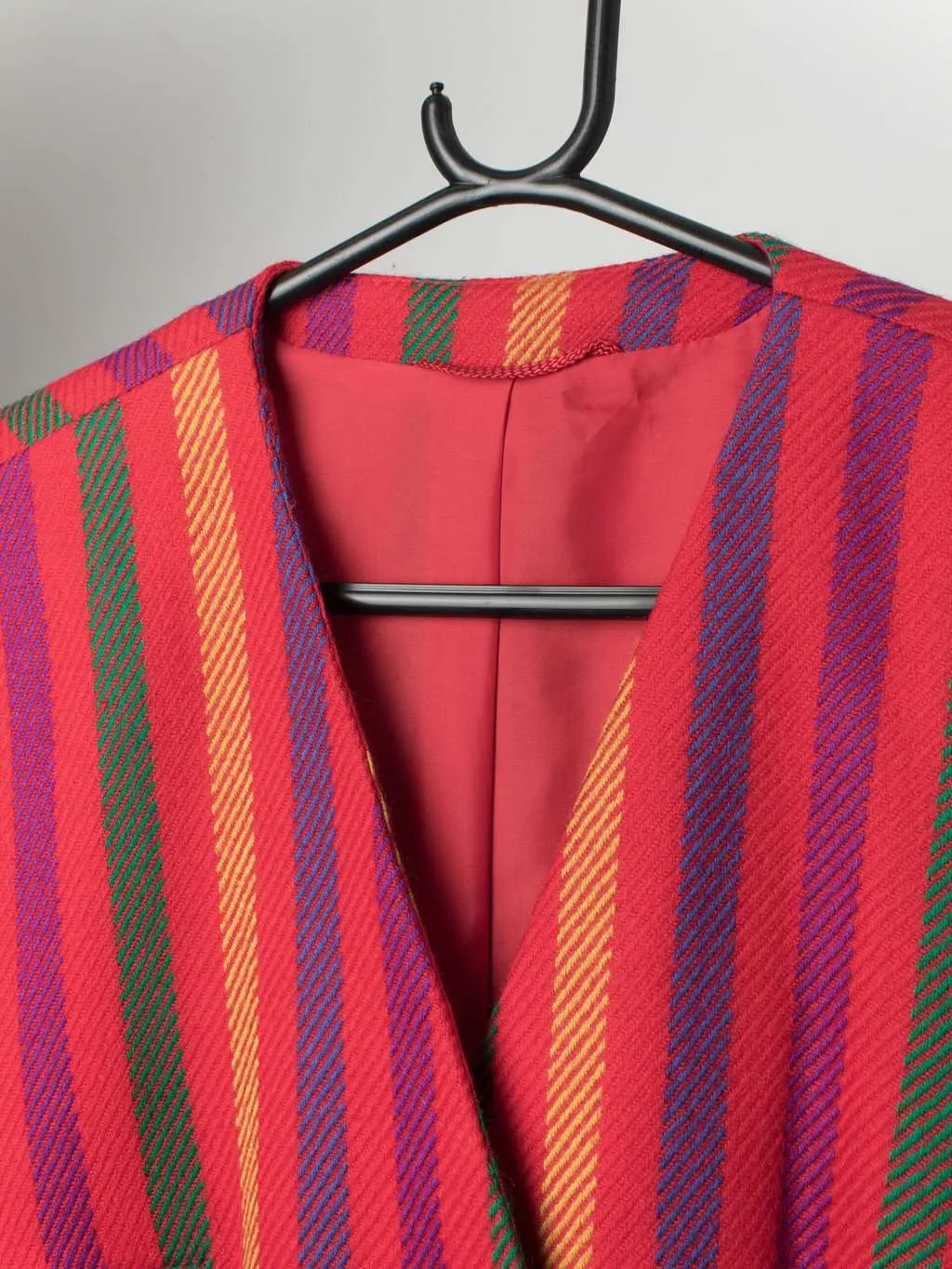 Vintage women’s muti-coloured striped wool jacket – Medium