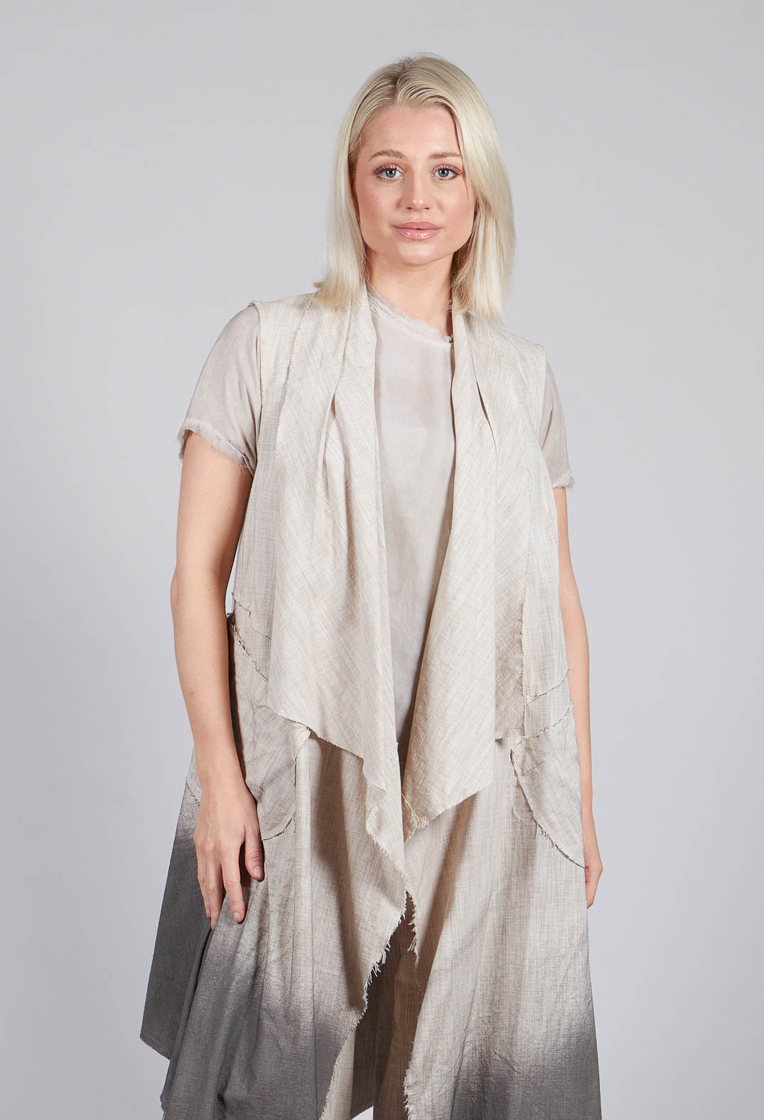 Waterfall Long Coat in Over Cotone Sand