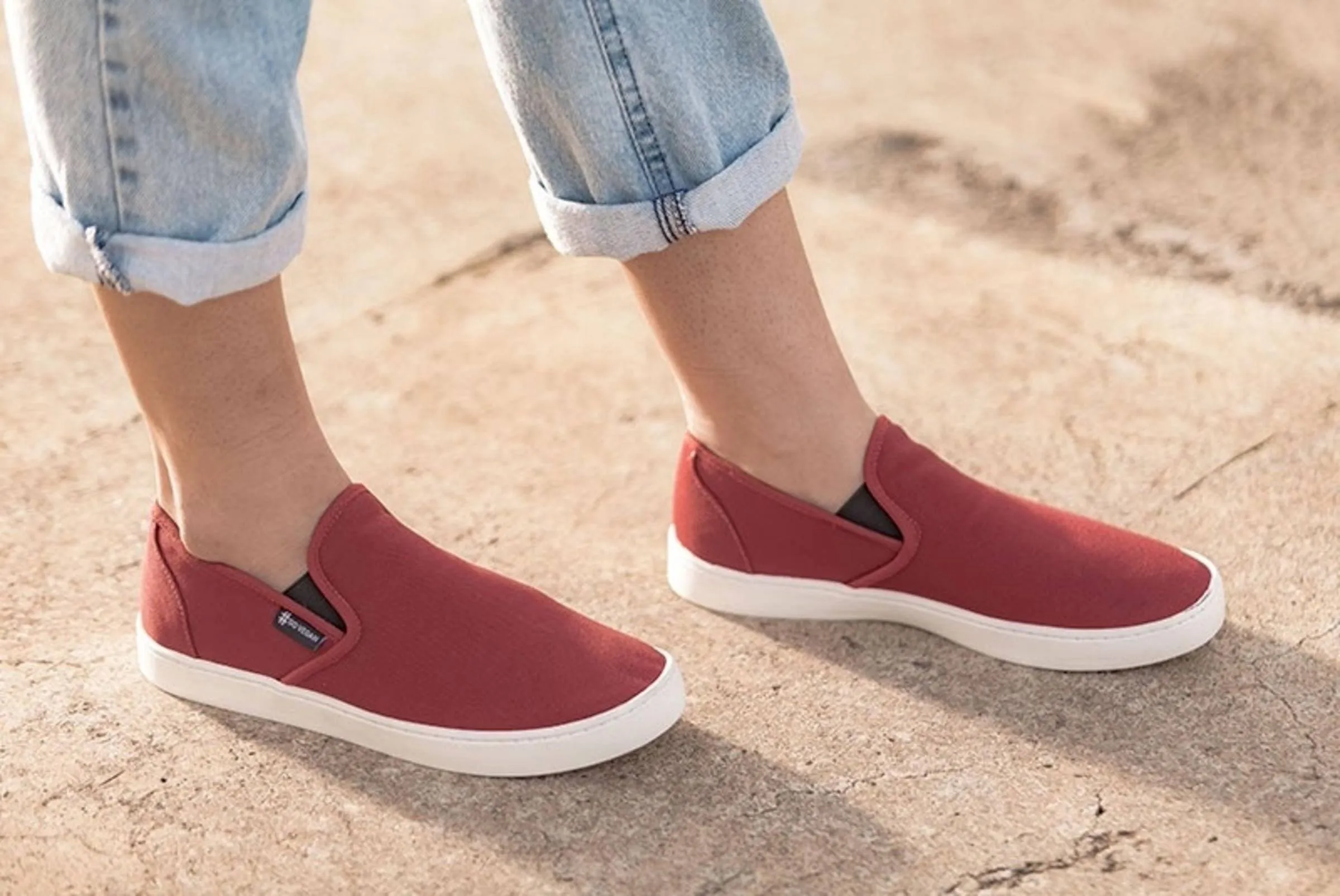 'Wave Slip-On' Canvas Sneaker by Ahimsa - Red