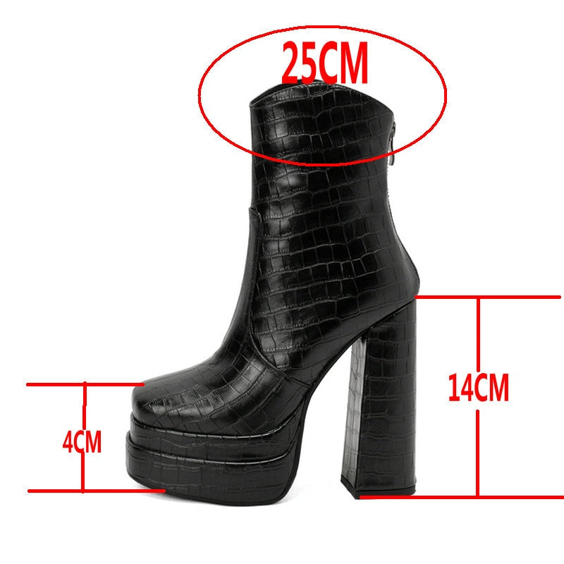 Women's Fashion High Thick Heel Winter Sexy Modern Ankle Zipper Boots