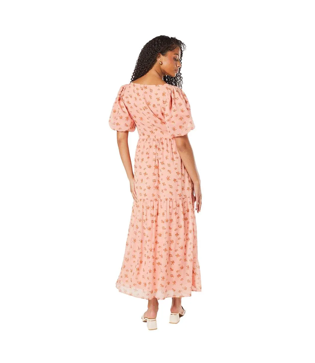 Womens/ladies tiered chiffon front tie tall midi dress pink Dorothy Perkins